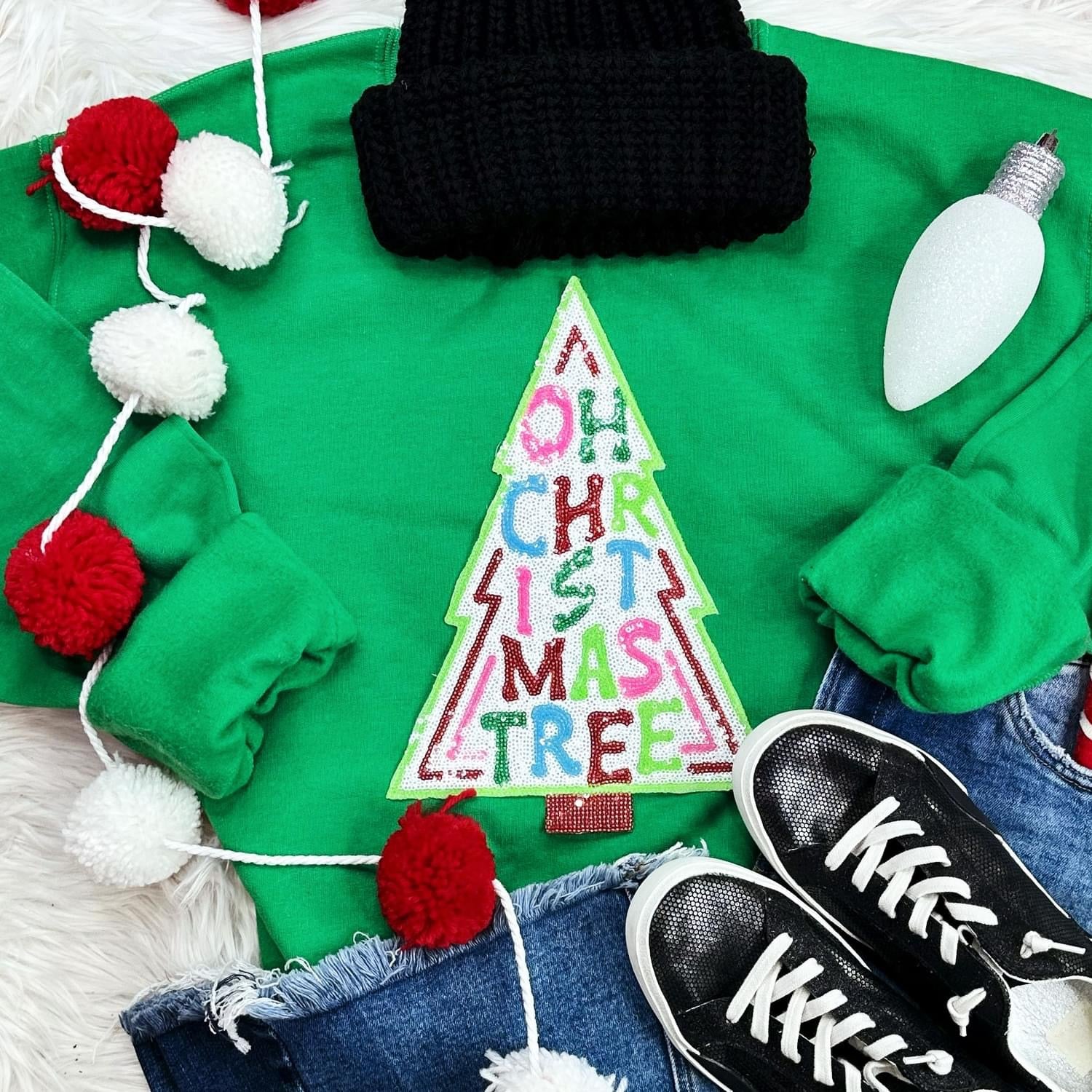 SEQUIN CHRISTMAS TREE PATCH (CREWNECK)