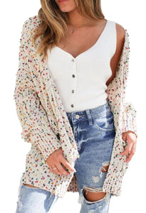 WHITE CONFETTI CARDIGAN