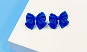 BLUE BOWKNOT STUD EARRINGS