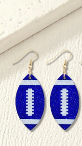 BLUE DANGLE FOOTBALL EARRINGS