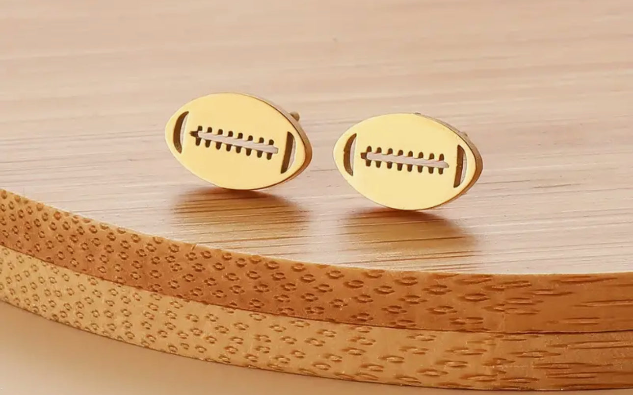 GOLD STUD FOOTBALL EARRINGS