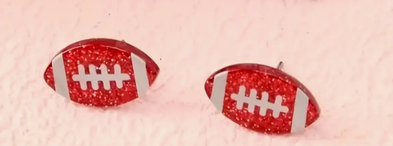 RED FOOTBALL EARRINGS