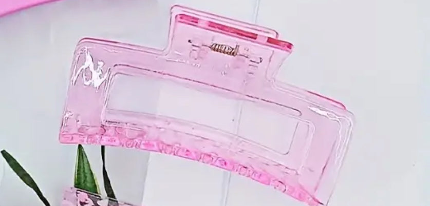 PINK TRANSPARENT HAIR CLAW CLIP