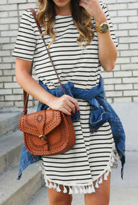 Black Striped T-Shirt Dress