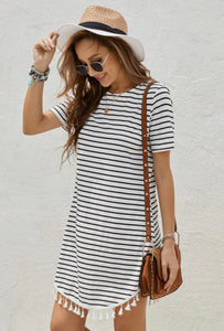 Black Striped T-Shirt Dress